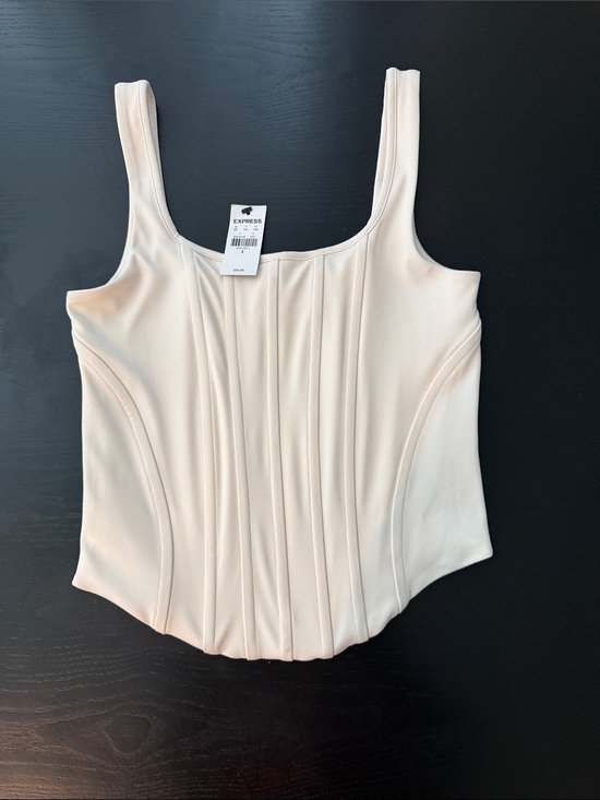 Express Tops - Express - Body Contour Cream Corset Tank Top